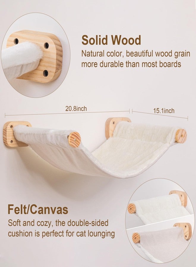 PELUOMOZ Cat Wall Hammock Set of 3, Wall Shelves with 1 Floating Fabric Hammock, 2 Cat Ladders with 4 Steps Each, Wall Mounted Bed Furniture & Climber for Large Cats - Image 3