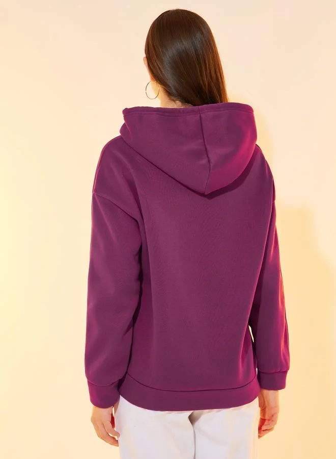 Take Two Sunshine Embroidery Text Oversized Hoodie