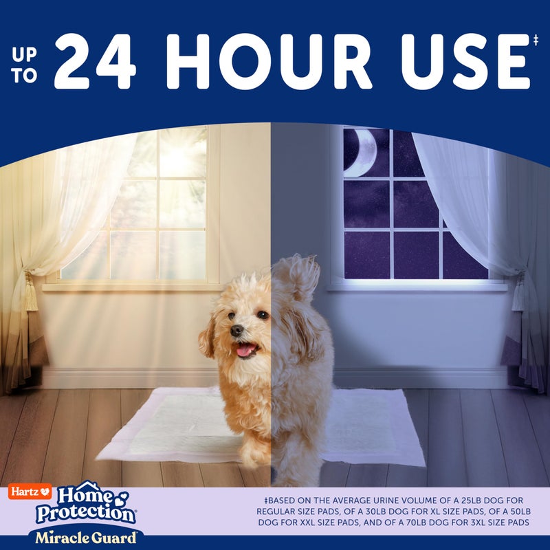 Hartz Miracle Guard Dog and Puppy Dog Pads Max Absorbency 24 Hour Use Odor Eliminating Lavender Scented No Leaks, Regular Size 25 Count - Image 2
