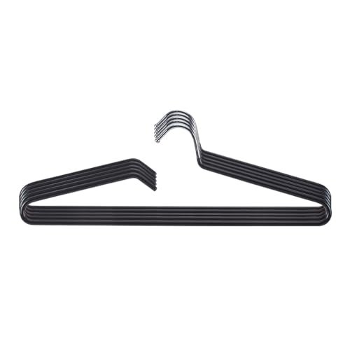 SHIMOYAMA Non-Slip Metal Clothes Hangers - 5 Pack, Space-Saving Short Neck Hangers for T-Shirts, Dresses, Tank Tops, Jackets (Black) - Image 1
