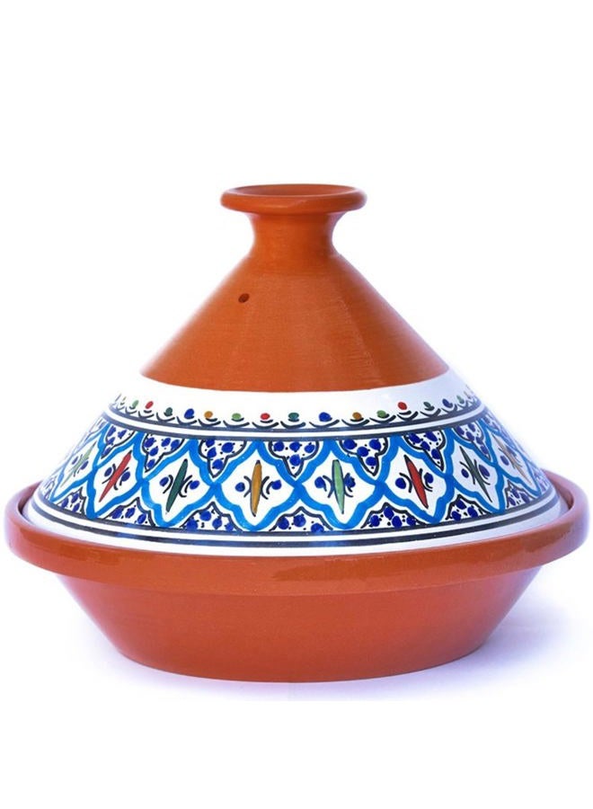 Kamsah Tagine Pot For Cooking And Flavor Enrichment - Medium Clay 10”, 3.1 Qt Non-Stick Handmade Cookware Moroccan Ceramic Pots With Lid & Serving Bowl Bohemian Classic Turquoise - Image 1