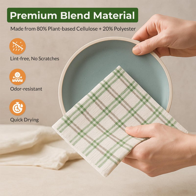 MosJos Swedish Dishcloths, Vintage Plant-Based Cellulose, 6.7x7.5 Inch, Super Absorbent, Multi-Surface, Machine Washable, Reusable, 5 Pack (Rust Green Burgundy) - Image 3