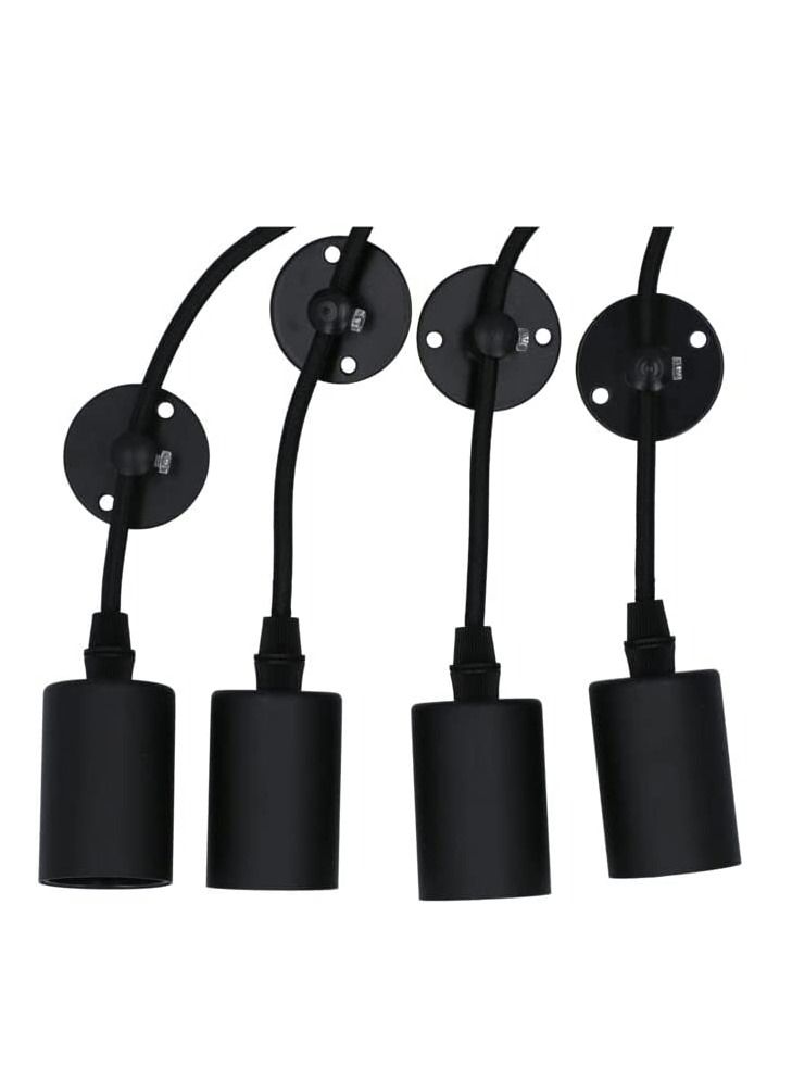 4-Head Vintage Edison Ceiling Pendant Lamp Industrial Light Fixture Pendant 4 Lamp E27 50 Watts PT4-Black - Image 2