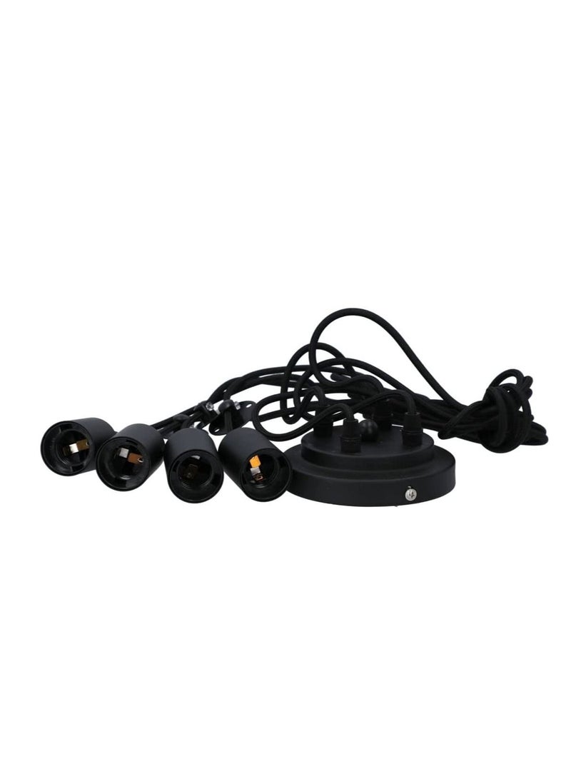 4-Head Vintage Edison Ceiling Pendant Lamp Industrial Light Fixture Pendant 4 Lamp E27 50 Watts PT4-Black - Image 1