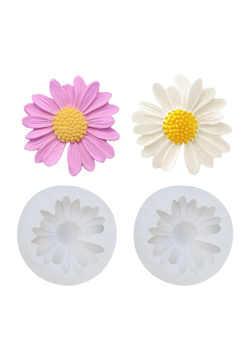 2 PCS 3D Daisy Flower Silicone Molds, Candle Mold, Chocolate, Cake, Cupcake Topper Decoration Mold for DIY Soap, Wax, Resin,  Polymer Clay Crafts  - Image 1