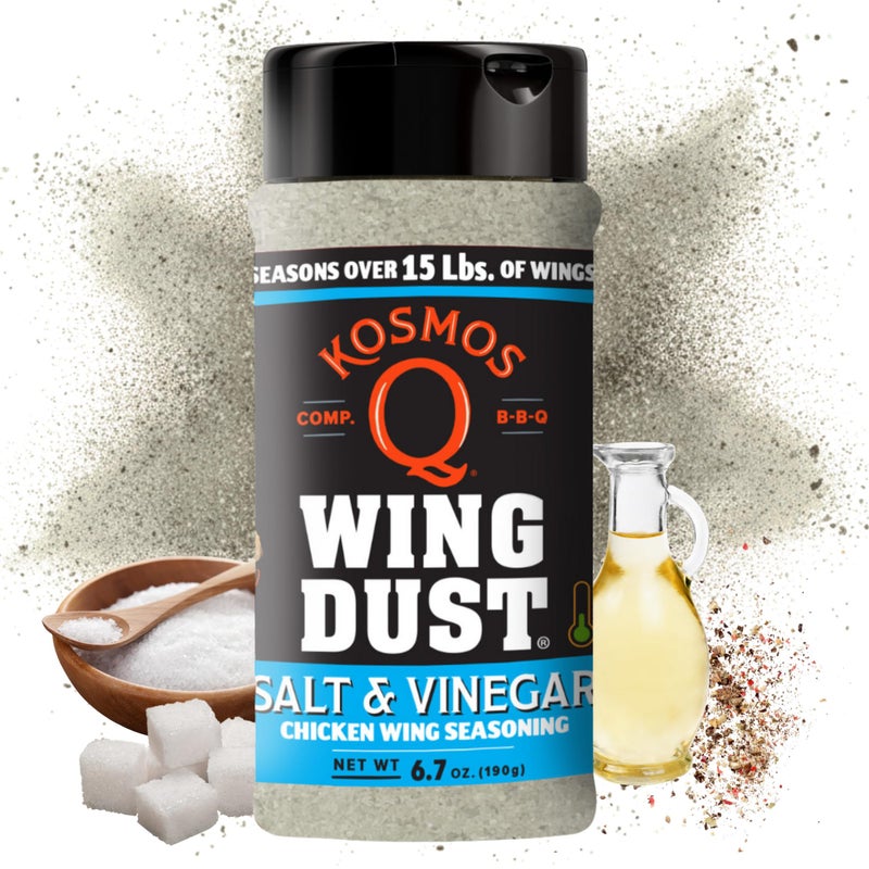 Kosmos Q Salt  Vinegar Seasoning Wing Dust Salt  Vinegar Chicken Wing Seasoning For Chicken Popcorn Fries  More Savory  Tangy Flavor Dry Rub Dust For Grilling  Smoking 8 Oz Shaker Bottle - Image 3