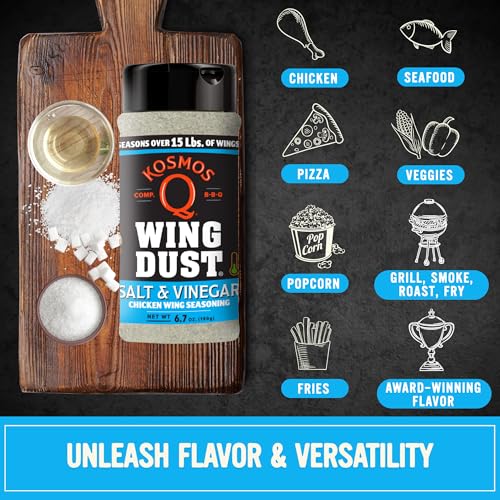 Kosmos Q Salt  Vinegar Seasoning Wing Dust Salt  Vinegar Chicken Wing Seasoning For Chicken Popcorn Fries  More Savory  Tangy Flavor Dry Rub Dust For Grilling  Smoking 8 Oz Shaker Bottle - Image 5