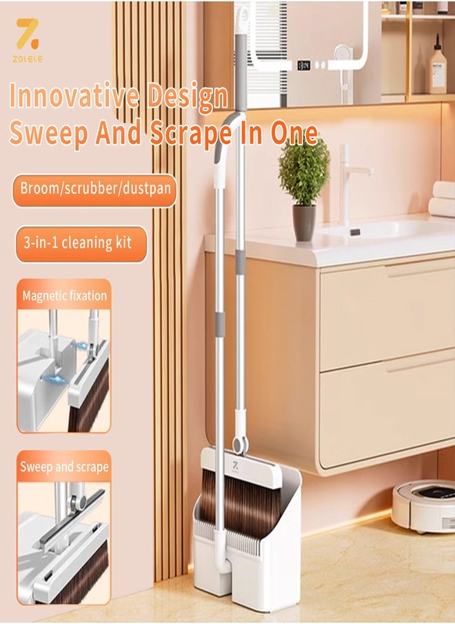 Versatille 3-in-1 Set Broom, Scraper with Dustpan 25mm Scraping Teeth, Soft & Wear-Resistant Silicon Strip with  90 Degree Folding Storage Lock Up Trash and 180 Degree Flexible Broom Head Rotation C3 - White - pzsku/Z47EE2B1ADB59252031D2Z/45/_/1734527666/3c63c9b5-f58f-4265-b021-9a15f275b770