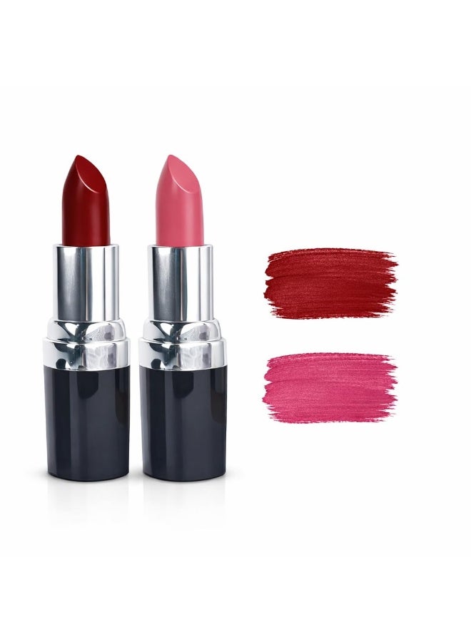 Barva Natural & Moisturising Lipsticks made using Clarified Butter, Kokum butter and Mineral Colours, 4.3g (Pack of 2) (Fuchsia 336 & Glory 415) - Image 1