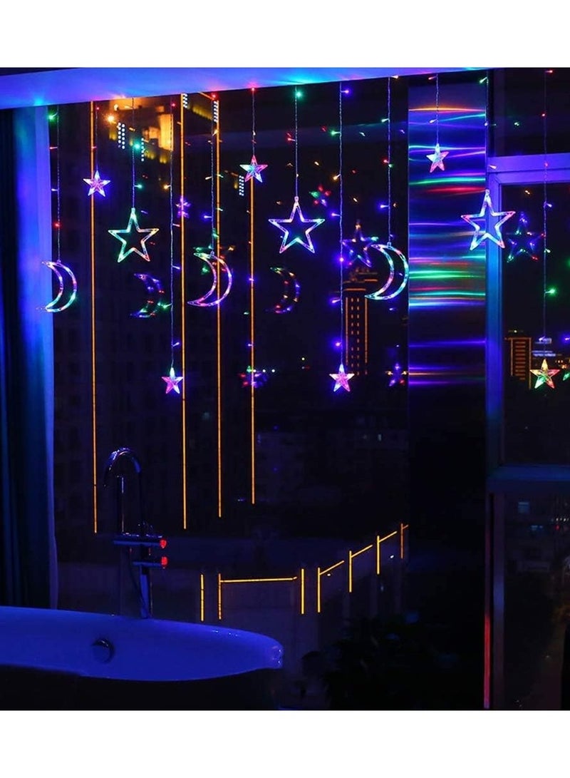 فيتاشيلي ديكورات رمضان للمنزل، أضواء رمضان الملونة 138 LED أضواء رمضان نجمة القمر لديكور المنزل 220 فولت RGB، 3.5 متر 3.5M  - Image 5