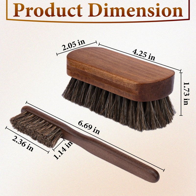 ecocstm 2 PCS Leather Brush Car Detailing, Horse Hair Brush, Car Cleaning Supplies, Car Interior Brush, Carpet Brush for Car Detailing, for Car Accessories Interior, Carpet, Upholstery, Furniture and Shoes - Image 2