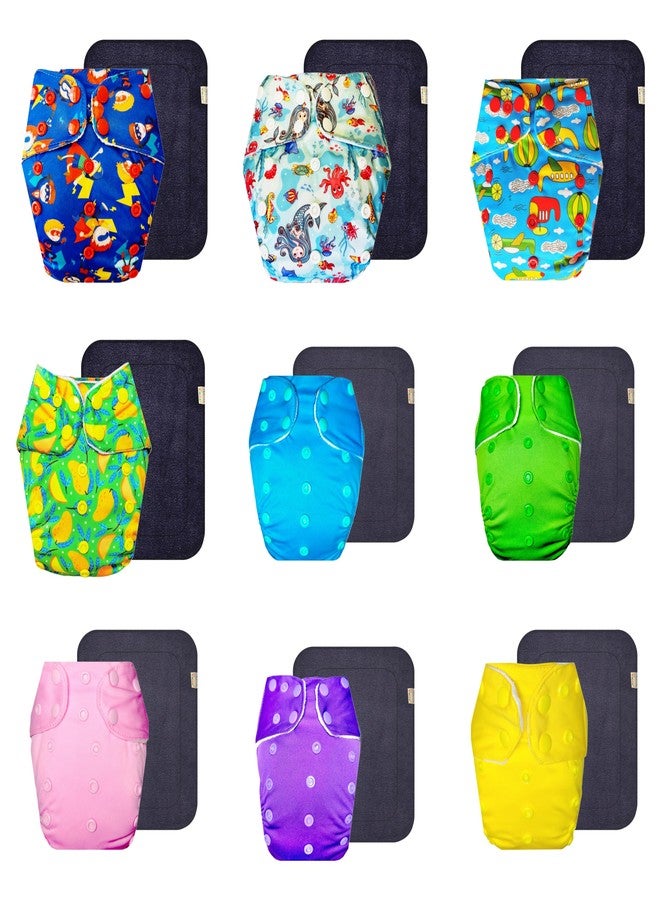 حفاضات قماشية فاخرة من دمبلدو مع حشوة سوداء (عبوة من 9 قطع) | شعور بالجفاف والراحة | مانعة للتسرب | مناسبة للسفر | ضرورية للاستخدام اليومي | من 3 أشهر إلى 3 سنوات | للجنسين - Image 1