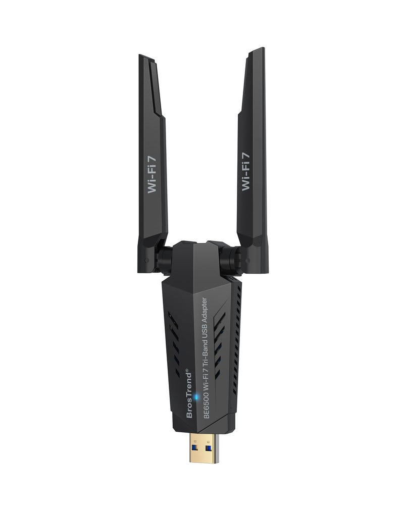 BrosTrend BE6500 USB WiFi 7 Adapter TriBand Long Range USB WiFi Adapter for Desktop PC Laptop Wireless Dongle 6GHz 5GHz 24G UltraLow Latency WiFi Antenna PC Gaming for Windows 1110 4KQAM - Image 2