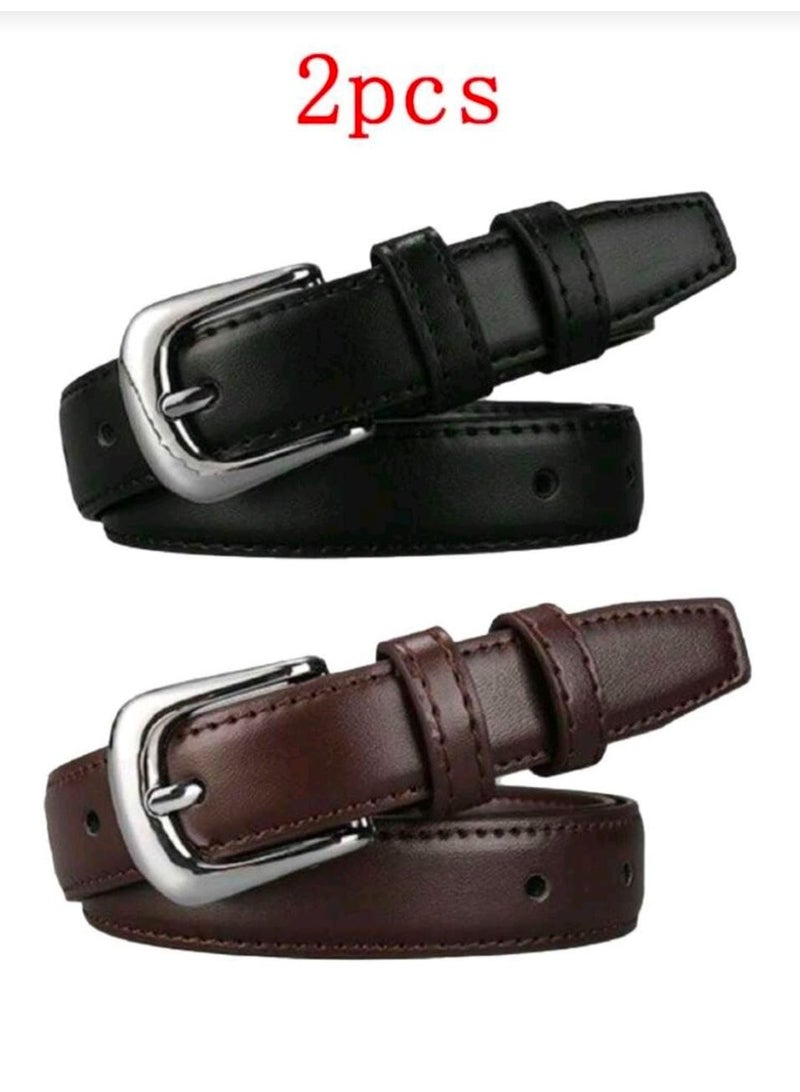 شي إن SHEIN-2pcs Women's Fashion Waist Belt, Casual Jeans And Dress Essential Belt - Image 1