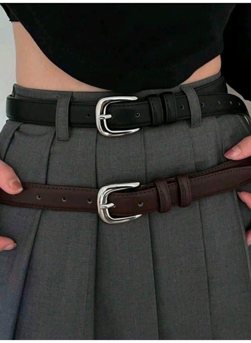 شي إن SHEIN-2pcs Women's Fashion Waist Belt, Casual Jeans And Dress Essential Belt - Image 2