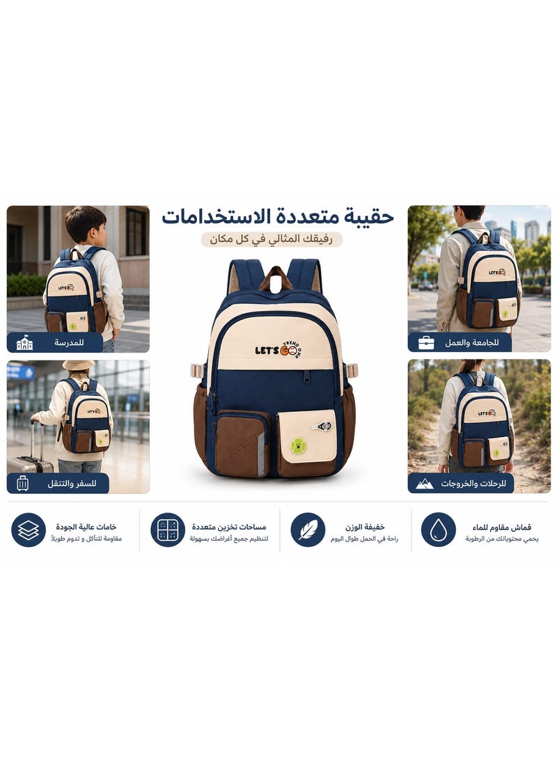 حقيبة ظهر مدرسية عصرية وعملية - سعة كبيرة وتصميم مريح، مثالية للمدرسة، السفر، والاستخدام اليومي - Image 4
