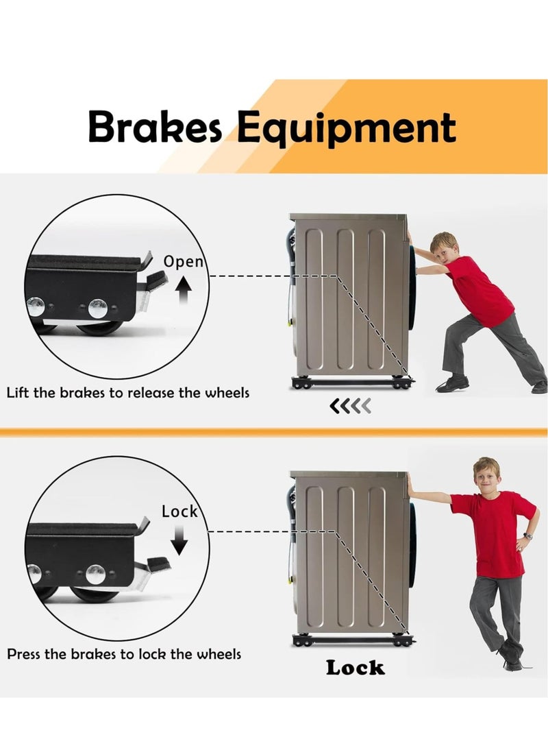 JAJEEK "4PCS Extendable Furniture Appliance Rollers with 24 Rollers & Brakes – Heavy Duty Mover Tools for Washing Machines, Dryers, Refrigerators, Strong Base Stand, Mobile Wheels, Black"  - Image 5