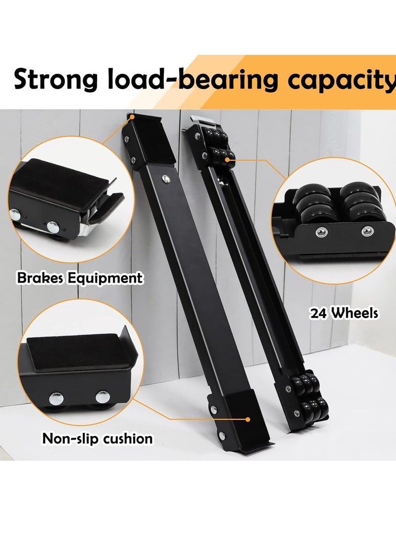 JAJEEK "4PCS Extendable Furniture Appliance Rollers with 24 Rollers & Brakes – Heavy Duty Mover Tools for Washing Machines, Dryers, Refrigerators, Strong Base Stand, Mobile Wheels, Black"  - Image 4