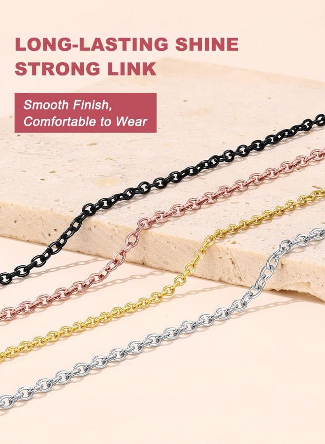 FOCALOOK Womens Chain Necklaces 2MM Rolo Cable Necklace, 316L Stainless Steel/Black/18K Yellow/Rose Gold Plated, Hypoallergenic Chains for Pendant,18-30", Metal, No Gemstone - Image 5