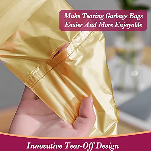 HOMMALY 4 Gallon 180pcs Small Gold Trash Bags Strong Golden Garbage Bags, Bathroom Trash Can Bin Liners, Gold Plastic Bags for Home Office, Waste Basket Liner, Fit 12-15 Liter, 3.5,4,4.5 Gal（Golden 180） - Image 3