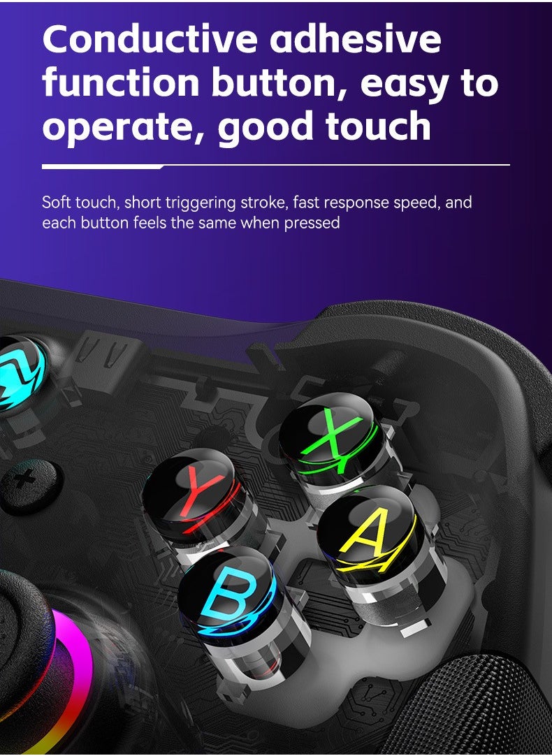 Mobile Gaming Controller for iPad/iPhone/Tablet, Cloud Controller Remote Joystick for iOS/Android, Wireless Switch Controller with Macro ons/Hall-Rocker/Hall-Trigger/Dual Vibration (Black)