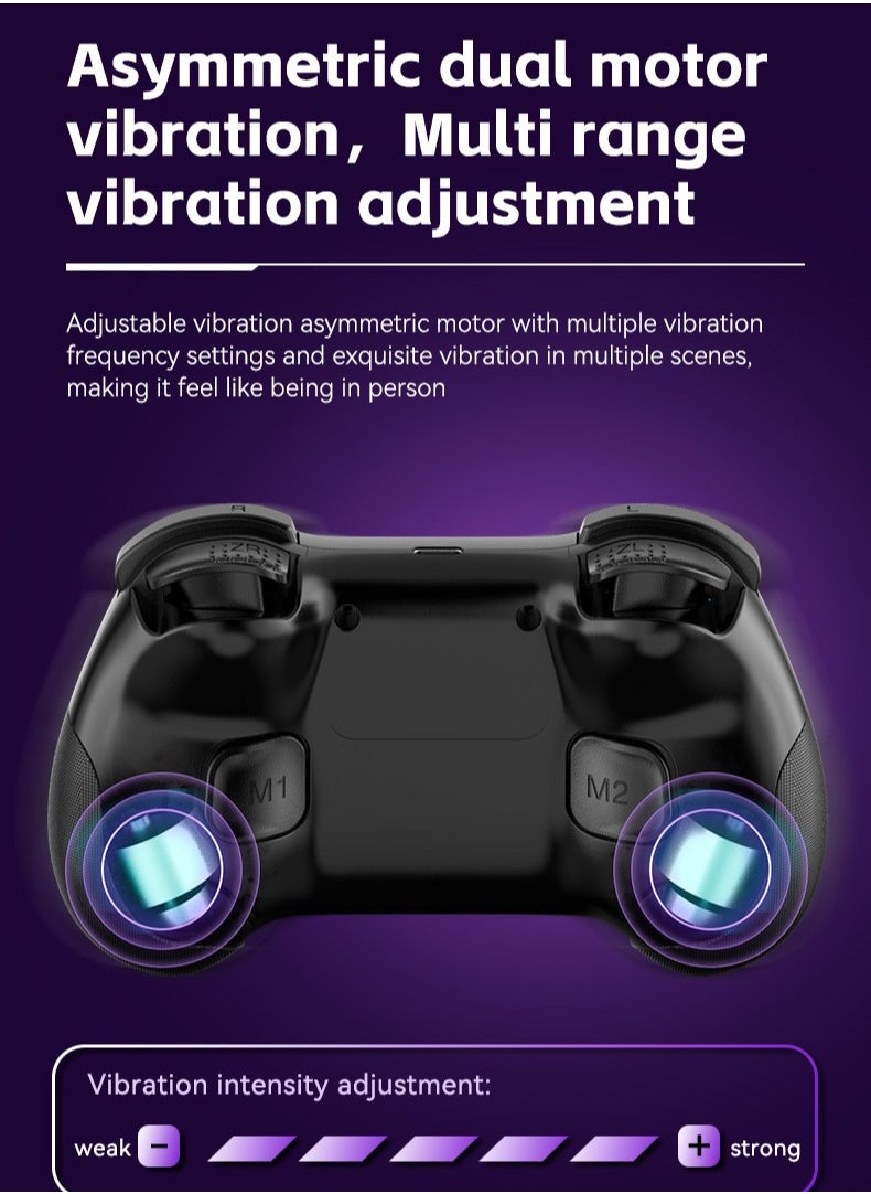 Mobile Gaming Controller for iPad/iPhone/Tablet, Cloud Controller Remote Joystick for iOS/Android, Wireless Switch Controller with Macro ons/Hall-Rocker/Hall-Trigger/Dual Vibration (Black)
