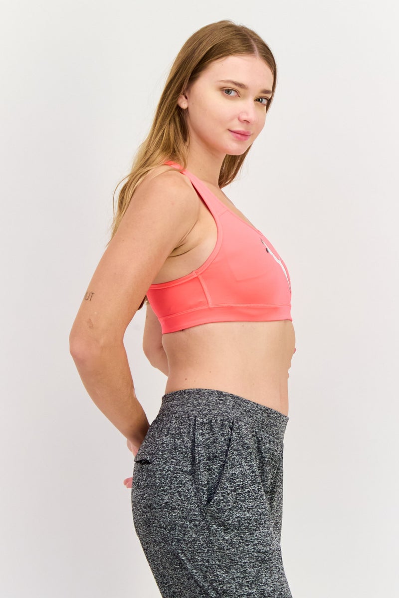 PUMA Women Lightly Padded Brand Logo Sport Bra, Pink - Image 3