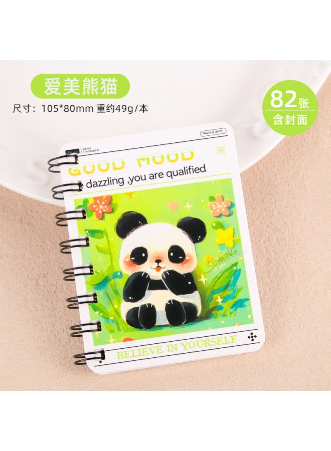 HELPS Cute A7 Panda Mini Coil Book Primary School Students' Word Hand Account Small Book High Value Notepad Stationery - Image 1