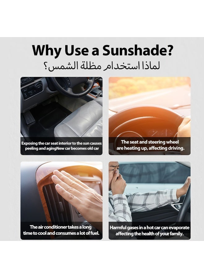 Car Windshield Sun Shade With Storage Pouch, Front Windshield Reflective Sunshade Foldable,Block Uv Rays Sun And Heat Protection, 360-Degree Movable Umbrella Pole,Windshield Sun Shade Umbrella For Car, Sedan, Suv - Image 4