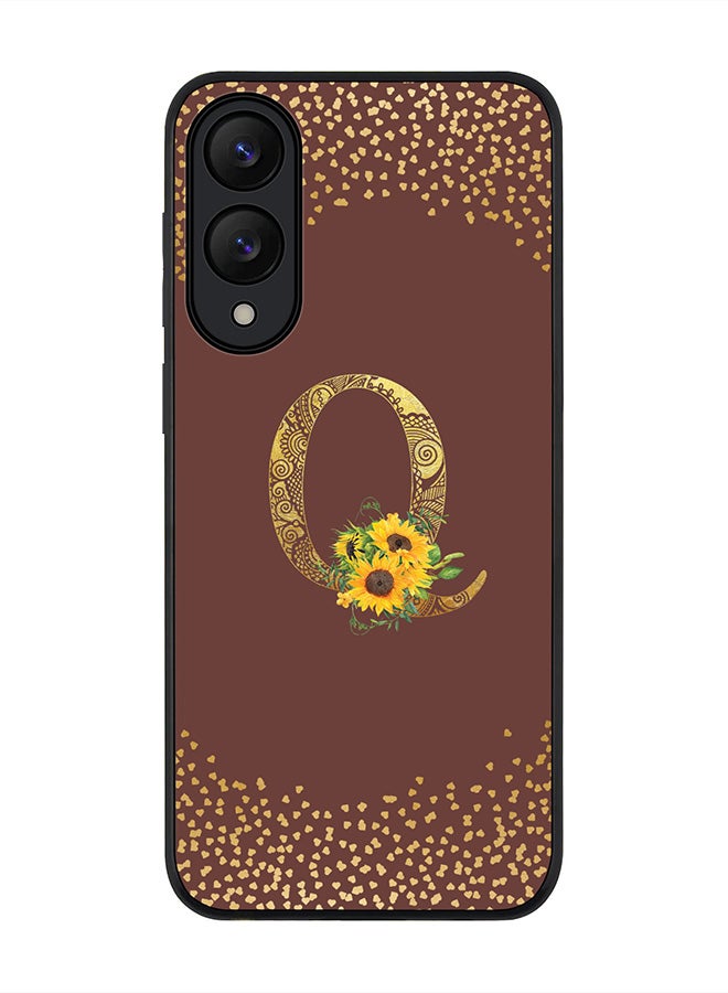 Stylizedd For Samsung Galaxy S25 Edge Case,Slim fit Camera Protection, Shockproof Thin Phone cover  - Custom Floral Monogram - Q  (Brown )