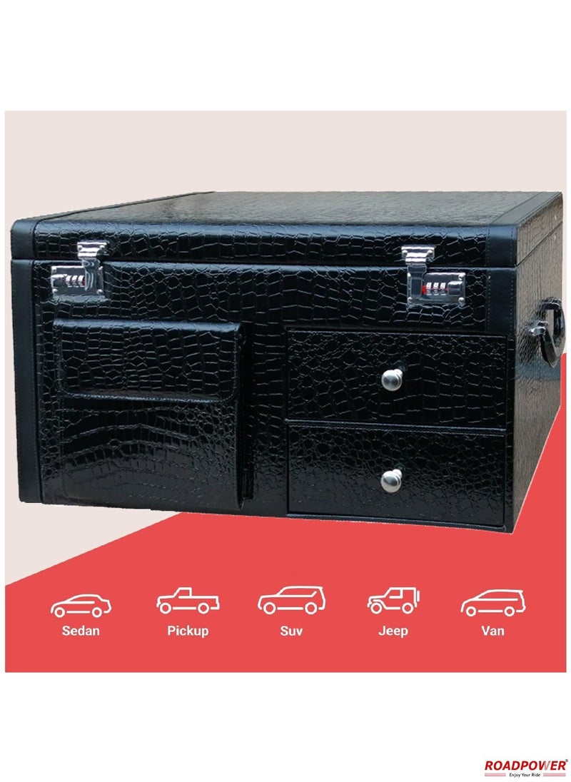 RoadPower - Car Trunk Storage Organizer And Suv  Collapsible Cargo Multi Compartment Auto Grocery Large Box Black 63X35X35CM - Image 1