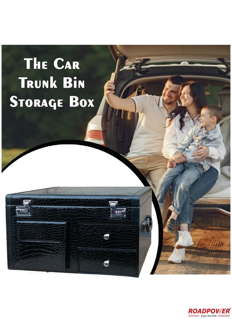 RoadPower - Car Trunk Storage Organizer And Suv  Collapsible Cargo Multi Compartment Auto Grocery Large Box Black 63X35X35CM - Image 1