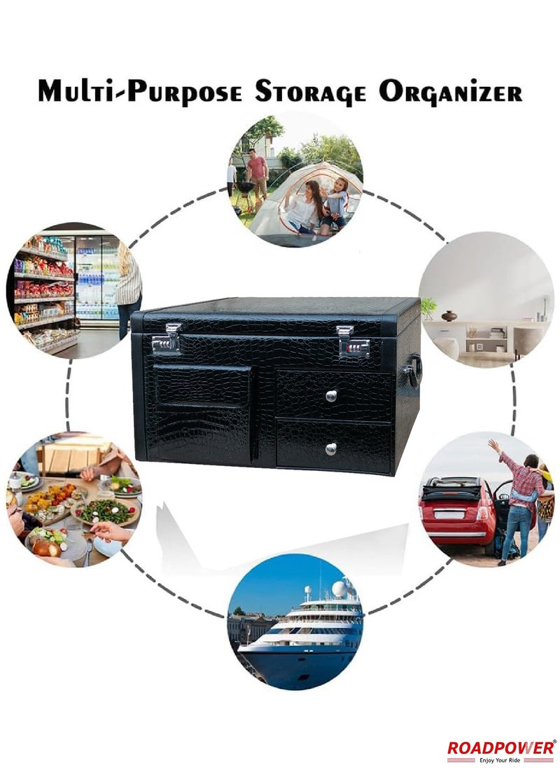 RoadPower - Car Trunk Storage Organizer And Suv  Collapsible Cargo Multi Compartment Auto Grocery Large Box Black 63X35X35CM - Image 1
