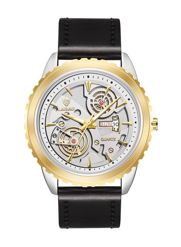 ليبيغ LIEBIG ساعة رجالية جديدة مقاومة للماء بتقويم أسبوعي بميناء كبير للرجال ساعة عمل رجالية - Image 1