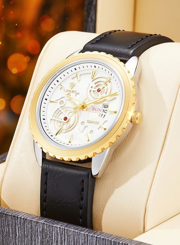 ليبيغ LIEBIG ساعة رجالية جديدة مقاومة للماء بتقويم أسبوعي بميناء كبير للرجال ساعة عمل رجالية - Image 3