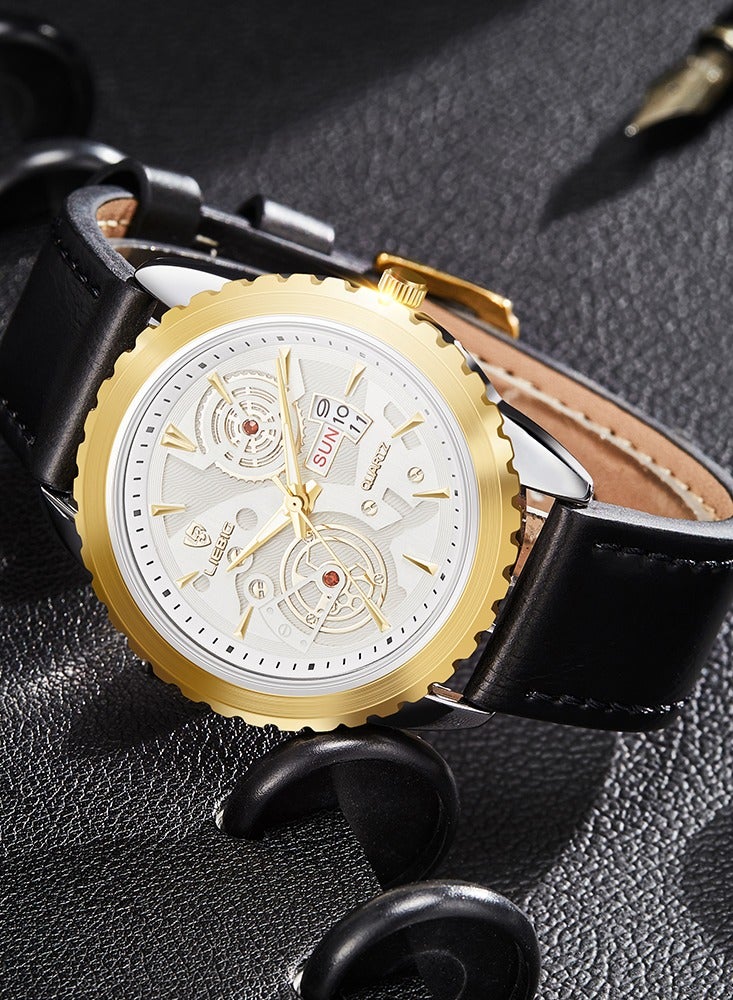 ليبيغ LIEBIG ساعة رجالية جديدة مقاومة للماء بتقويم أسبوعي بميناء كبير للرجال ساعة عمل رجالية - Image 4