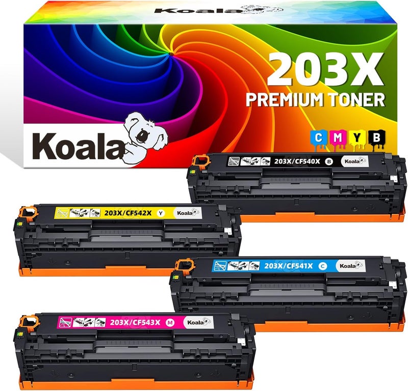Koala Compatible Toner Cartridge to Replace HP 203X 203A CF540X CF541X CF542X CF543X CF540A for Color Laserjet Pro MFP M281fdw M281fdn M280nw M281cdw M254dw M254nw M254dn - Black Cycycycy - Image 1
