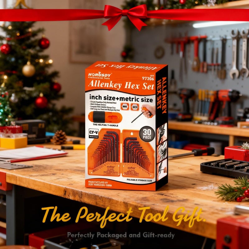 HORUSDY 32-Piece Hex Key Set with Another Torque Handle, Allen Wrench Set Inch/Metric MM(0.7mm-10mm) SAE(0.028"-3/8) - Image 2