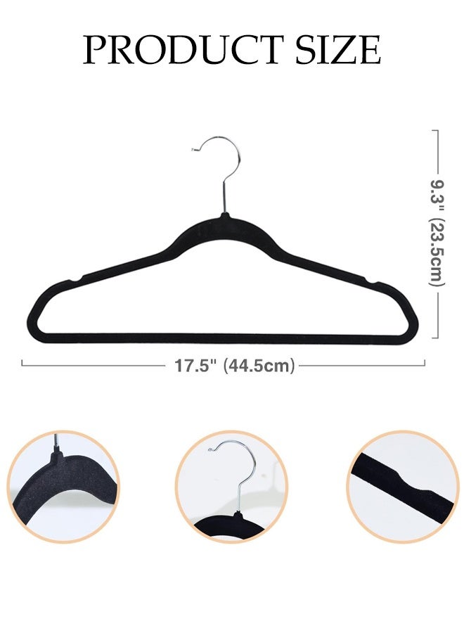 10 حزمة شماعات معطف مخملية، شماعة بدلة غير قابلة للانزلاق، شماعات ثقيلة-duty متميزة، مع خطاف ذهبي دوار 360°، متينة، موفرة للمساحة، للمعطف، البدلة، القميص، الفستان، البنطال، أسود - Image 2