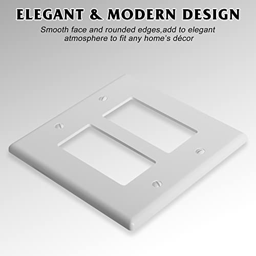 Anteer 2-Gang Decorator Wall Plates Switch Outlet Plate Cover for Light Switches, Smart Switch, Dimmers, GFCI, Receptacle, USB Outlet Standard Size 2-Gang 4.48" x 4.57" (Standard-Size, 4-Pack,White) - Image 2