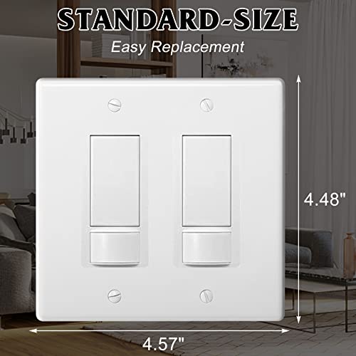 Anteer 2-Gang Decorator Wall Plates Switch Outlet Plate Cover for Light Switches, Smart Switch, Dimmers, GFCI, Receptacle, USB Outlet Standard Size 2-Gang 4.48" x 4.57" (Standard-Size, 4-Pack,White) - Image 5