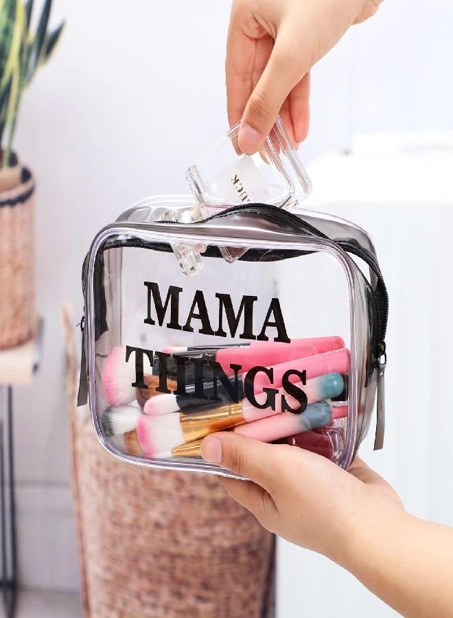 Oudain 4 Packs Diaper Bag Organizer Pouches Set Clear PVC Travel Diaper Bag Waterproof Zippered Makeup Bag Dry Wet Bag (Black) - Image 3