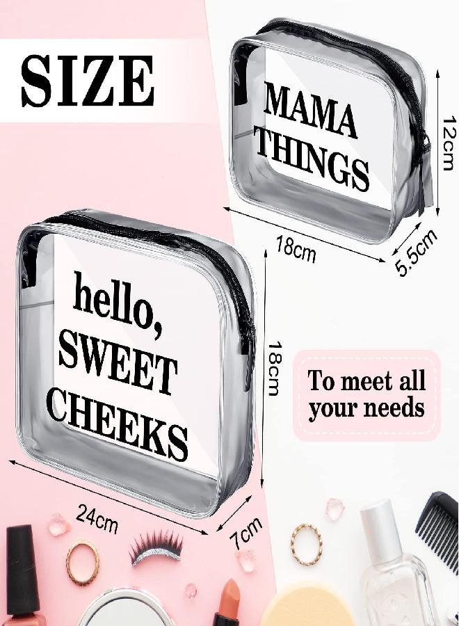 Oudain 4 Packs Diaper Bag Organizer Pouches Set Clear PVC Travel Diaper Bag Waterproof Zippered Makeup Bag Dry Wet Bag (Black) - Image 2