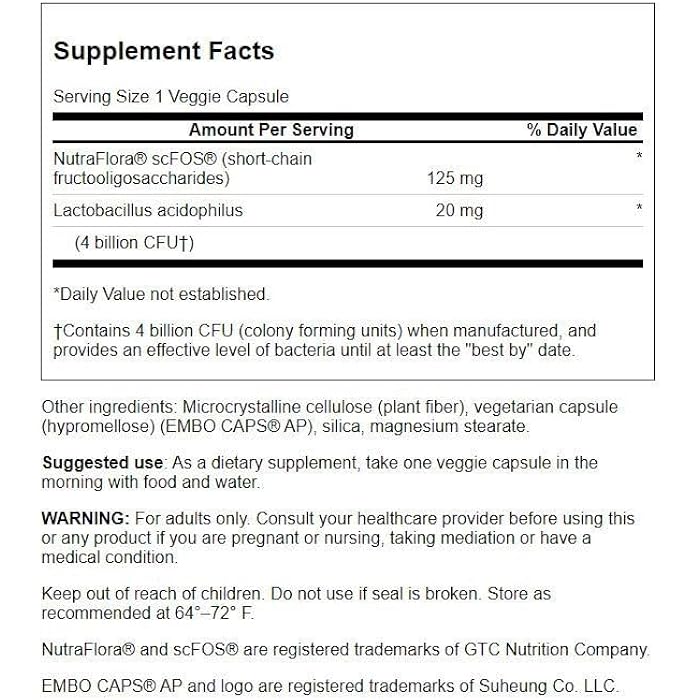 Swanson Prolacto Acidophilus 4 Billion Cfu 60 Veg Capsules - Image 2