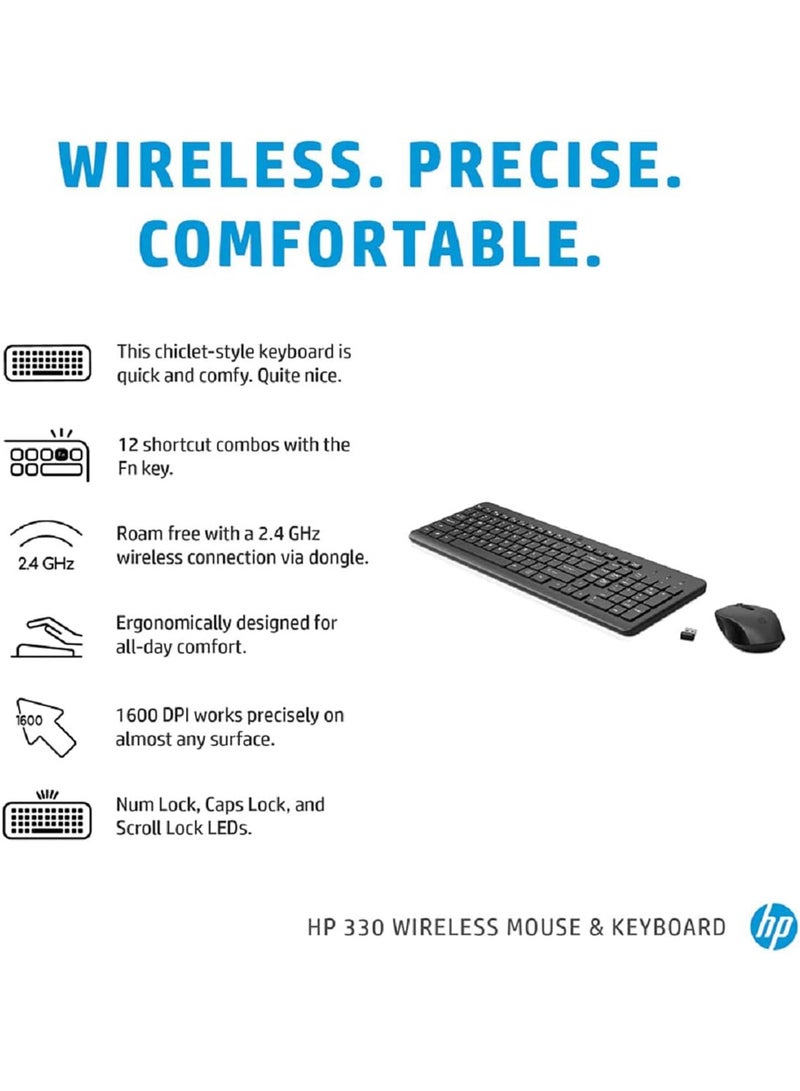 HP 330 Wireless Mouse & Keyboard Combination Arab Black - Image 2