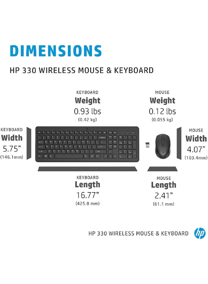 HP 330 Wireless Mouse & Keyboard Combination Arab Black - Image 4