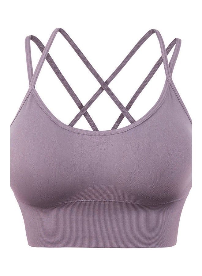 Loquat Quick-Drying Shockproof Back Cross Bralette Purple - Image 1