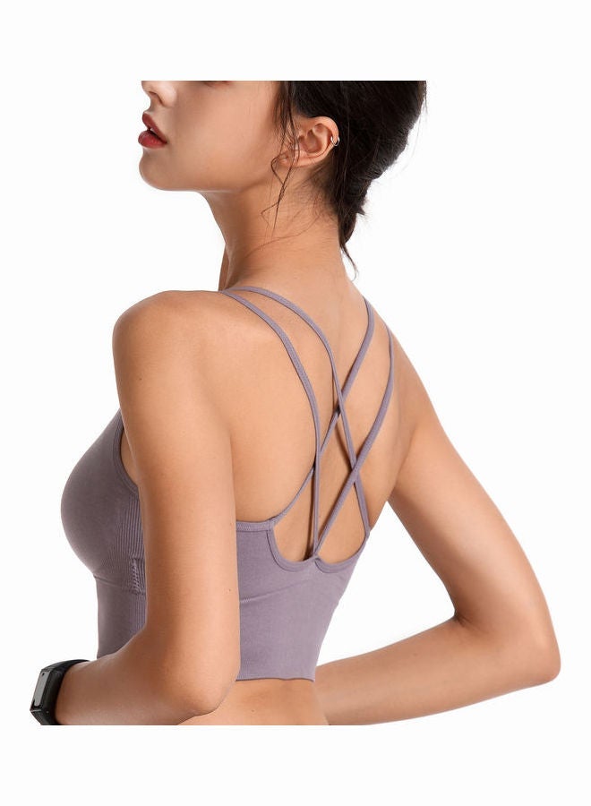 Loquat Quick-Drying Shockproof Back Cross Bralette Purple - Image 4