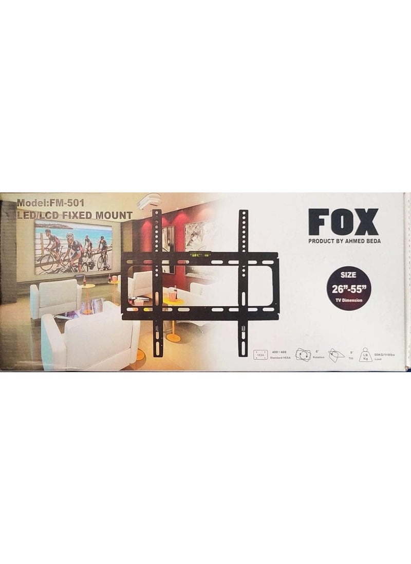 فوكس حامل تلفزيون حائطي FOX - يناسب شاشات من 26 إلى 55 بوصة - أسود  - Image 2