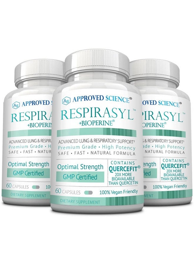 Approved Science ساينس المعتمدة® ريسبيراسيل - دعم الرئة والجهاز التنفسي - مع كويرسفيت، فيتامينات A، C، D، بيوبيرين - إمداد لمدة 3 أشهر - صنع في الولايات المتحدة الأمريكية - Image 1